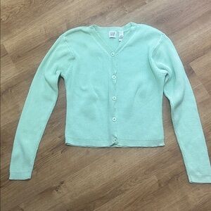Vintage GAP Women's Mint Green Cropped Cardigan Sweater